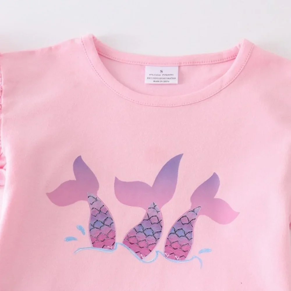 Boutique Mermaid Girls Skirt Outfit Set